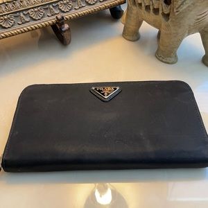 Prada nylon zip long wallet